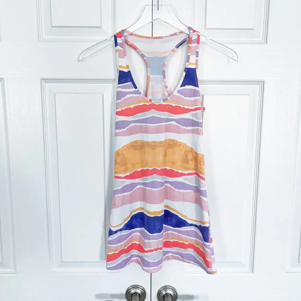 Lululemon Cool Racerback Tank Bleacher Stripe White Iris Flower Y2K Athleisure